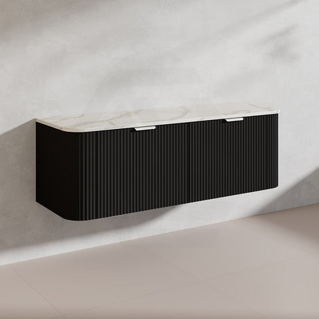 1500mm Ceto Avalon Matt White/Black Wall Hung Bathroom PVC Vanity Single/Double Bowls