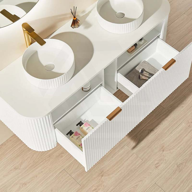 1500mm Ceto Avalon Matt White/Black Wall Hung Bathroom PVC Vanity Single/Double Bowls