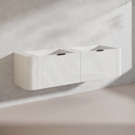 1800mm Ceto Avalon Matt White/Black Double Bowls Wall Hung Bathroom PVC Vanity