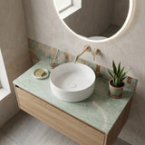 Round Fluted Above Counter Ceramic Basin Ultra Slim 410x410x120mm - In Various Colour