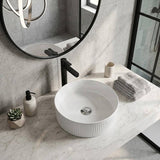 Round Fluted Above Counter Ceramic Basin Ultra Slim 410x410x120mm - In Various Colour
