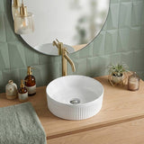 Round Fluted Above Counter Ceramic Basin Ultra Slim 410x410x120mm - In Various Colour