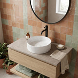 Round Fluted Above Counter Ceramic Basin Ultra Slim 410x410x120mm - In Various Colour
