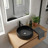 Round Fluted Above Counter Ceramic Basin Ultra Slim 410x410x120mm - In Various Colour