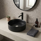 Round Fluted Above Counter Ceramic Basin Ultra Slim 410x410x120mm - In Various Colour