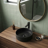 Round Fluted Above Counter Ceramic Basin Ultra Slim 410x410x120mm - In Various Colour