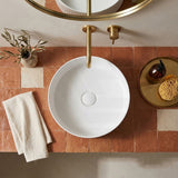 Round Fluted Above Counter Ceramic Basin Ultra Slim 410x410x120mm - In Various Colour