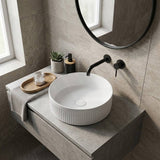 Round Fluted Above Counter Ceramic Basin Ultra Slim 410x410x120mm - In Various Colour