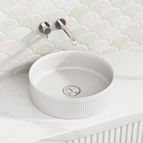410X410X120Mm Round Above Counter Stone Basin Ultra Slim Matt White Basins