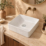 Square Above Counter Ceramic Basin Ultra Slim 415x415x120mm - In Various Colour