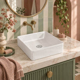 Square Above Counter Ceramic Basin Ultra Slim 415x415x120mm - In Various Colour