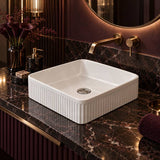 Square Above Counter Ceramic Basin Ultra Slim 415x415x120mm - In Various Colour