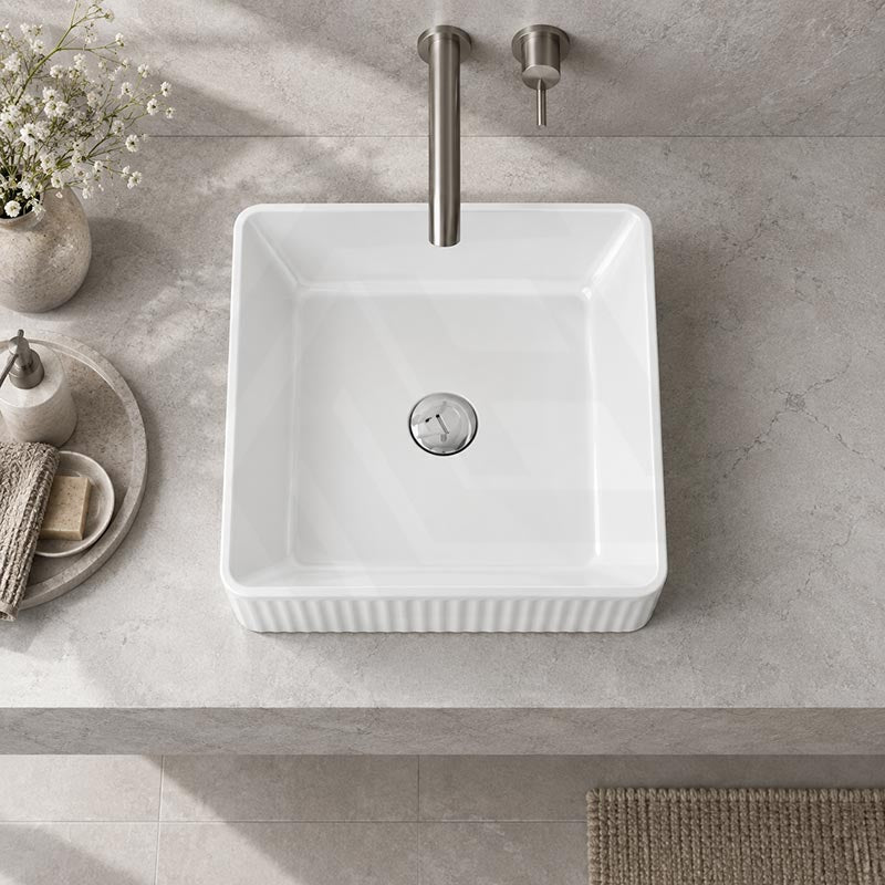Square Above Counter Ceramic Basin Ultra Slim 415x415x120mm - In Various Colour