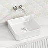 415X415X120Mm Square Above Counter Stone Basin Ultra Slim Gloss White Basins