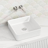 415X415X120Mm Square Above Counter Ceramic Basin Ultra Slim Gloss White Basins