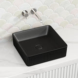 415X415X120Mm Square Above Counter Ceramic Basin Ultra Slim Matt Black Basins