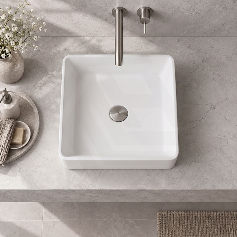 Square Above Counter Ceramic Basin Ultra Slim 415x415x120mm - In Various Colour