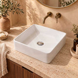 Square Above Counter Ceramic Basin Ultra Slim 415x415x120mm - In Various Colour
