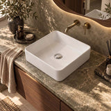 Square Above Counter Ceramic Basin Ultra Slim 415x415x120mm - In Various Colour
