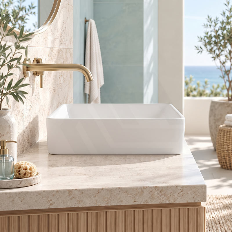 Square Above Counter Ceramic Basin Ultra Slim 415x415x120mm - In Various Colour