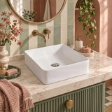 Square Above Counter Ceramic Basin Ultra Slim 415x415x120mm - In Various Colour
