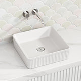 415X415X120Mm Square Above Counter Ceramic Basin Ultra Slim Matt White Basins