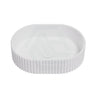 480X345X140Mm Ally Groove Fluted Oval Above Counter Art Stone Basin Matt White/Gloss White/Matt