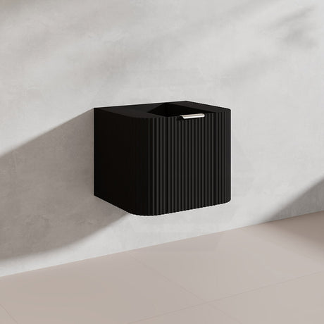 600mm Ceto Avalon Matt White/Black Wall Hung Bathroom PVC Vanity with Soft Closing Drawers Curve Edge