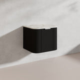 600mm Ceto Avalon Matt White/Black Wall Hung Bathroom PVC Vanity with Soft Closing Drawers Curve Edge