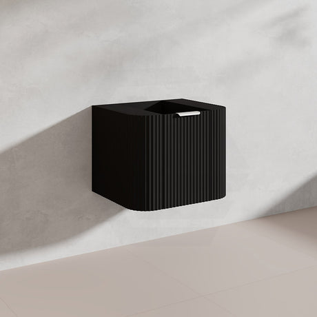 600mm Ceto Avalon Matt White/Black Wall Hung Bathroom PVC Vanity with Soft Closing Drawers Curve Edge