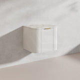600mm Ceto Avalon Matt White/Black Wall Hung Bathroom PVC Vanity with Soft Closing Drawers Curve Edge