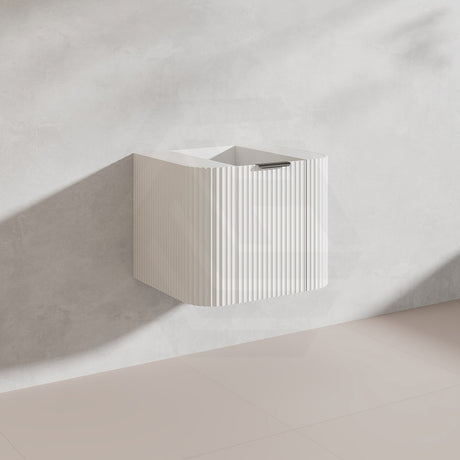 600mm Ceto Avalon Matt White/Black Wall Hung Bathroom PVC Vanity with Soft Closing Drawers Curve Edge