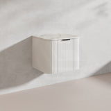 600mm Ceto Avalon Matt White/Black Wall Hung Bathroom PVC Vanity with Soft Closing Drawers Curve Edge