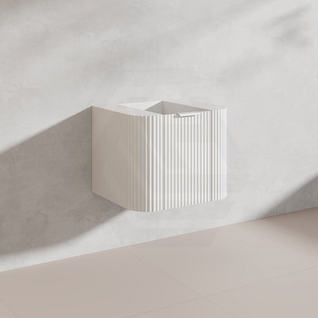 600mm Ceto Avalon Matt White/Black Wall Hung Bathroom PVC Vanity with Soft Closing Drawers Curve Edge