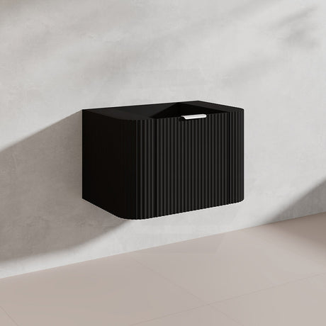 750mm Ceto Avalon Matt White/Black Wall Hung Bathroom PVC Vanity with Soft Closing Drawers Curve Edge