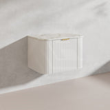 750mm Ceto Avalon Matt White/Black Wall Hung Bathroom PVC Vanity with Soft Closing Drawers Curve Edge