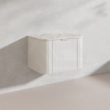 750mm Ceto Avalon Matt White/Black Wall Hung Bathroom PVC Vanity with Soft Closing Drawers Curve Edge