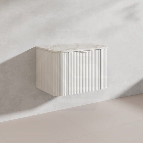 750mm Ceto Avalon Matt White/Black Wall Hung Bathroom PVC Vanity with Soft Closing Drawers Curve Edge