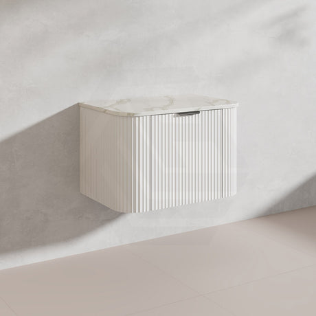 750mm Ceto Avalon Matt White/Black Wall Hung Bathroom PVC Vanity with Soft Closing Drawers Curve Edge