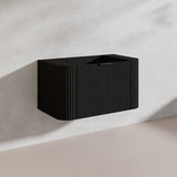 900mm Ceto Avalon Matt White/Black Wall Hung Bathroom PVC Vanity with Soft Closing Drawers Curve Edge