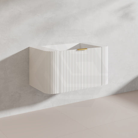 900mm Ceto Avalon Matt White/Black Wall Hung Bathroom PVC Vanity with Soft Closing Drawers Curve Edge