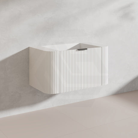 900mm Ceto Avalon Matt White/Black Wall Hung Bathroom PVC Vanity with Soft Closing Drawers Curve Edge