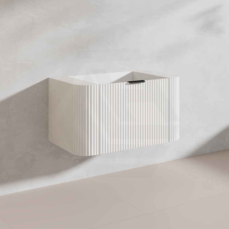 900mm Ceto Avalon Matt White/Black Wall Hung Bathroom PVC Vanity with Soft Closing Drawers Curve Edge