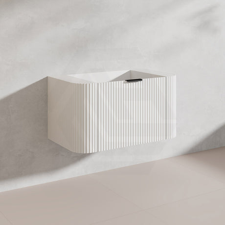 900mm Ceto Avalon Matt White/Black Wall Hung Bathroom PVC Vanity with Soft Closing Drawers Curve Edge