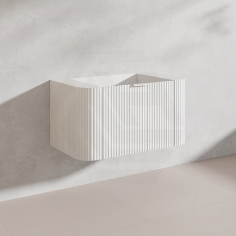 900mm Ceto Avalon Matt White/Black Wall Hung Bathroom PVC Vanity with Soft Closing Drawers Curve Edge