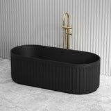 1700mm CETO Cascade Solid Surface Stone Freestanding Bathtub with Overflow Matt White/Matt Black