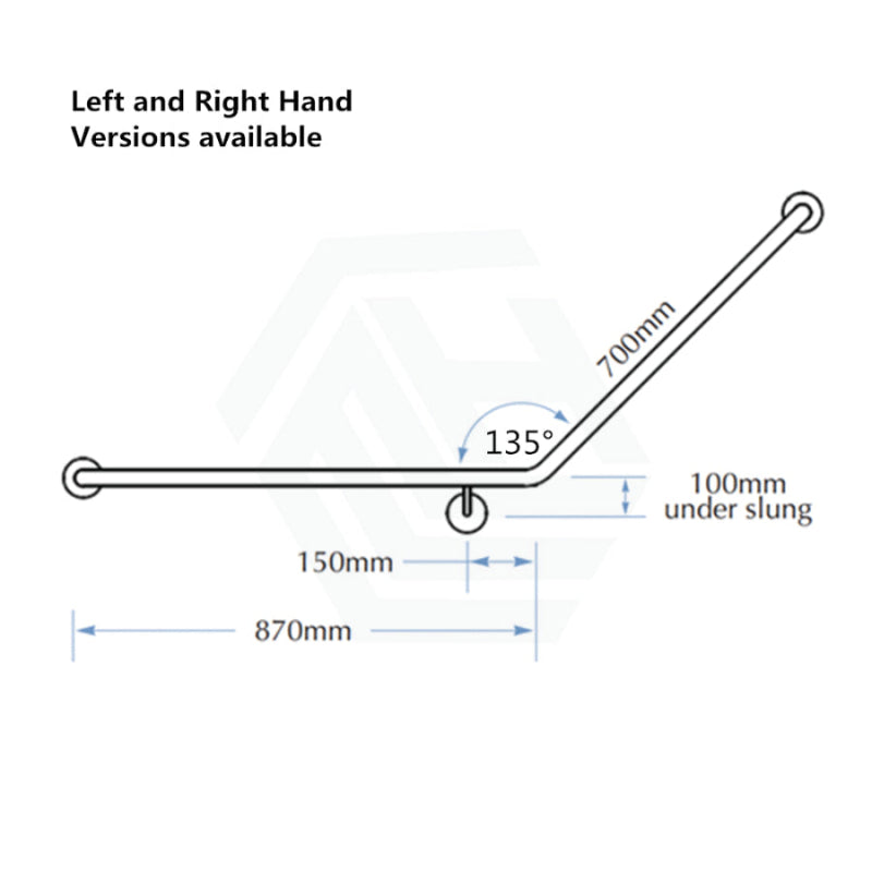 Assist Grab Rail 870*700mm Left Hand Bar Angle Ambulant Accessories Special Needs Stainless Steel
