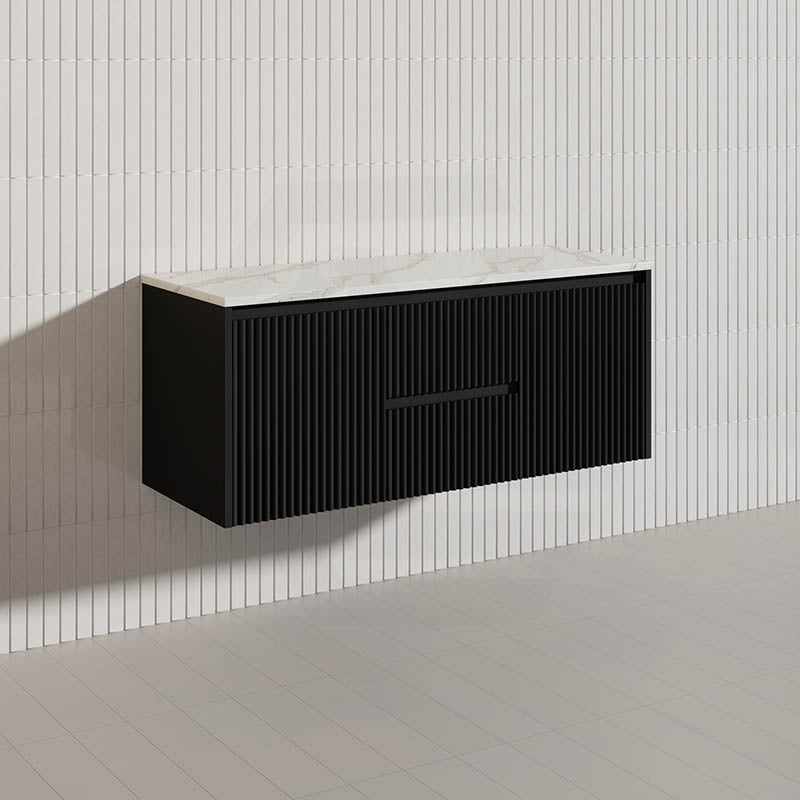 1200mm Ceto Brindabella Wall Hung Single/Double Vanity Matt White/Black PVC Board Linear Surface