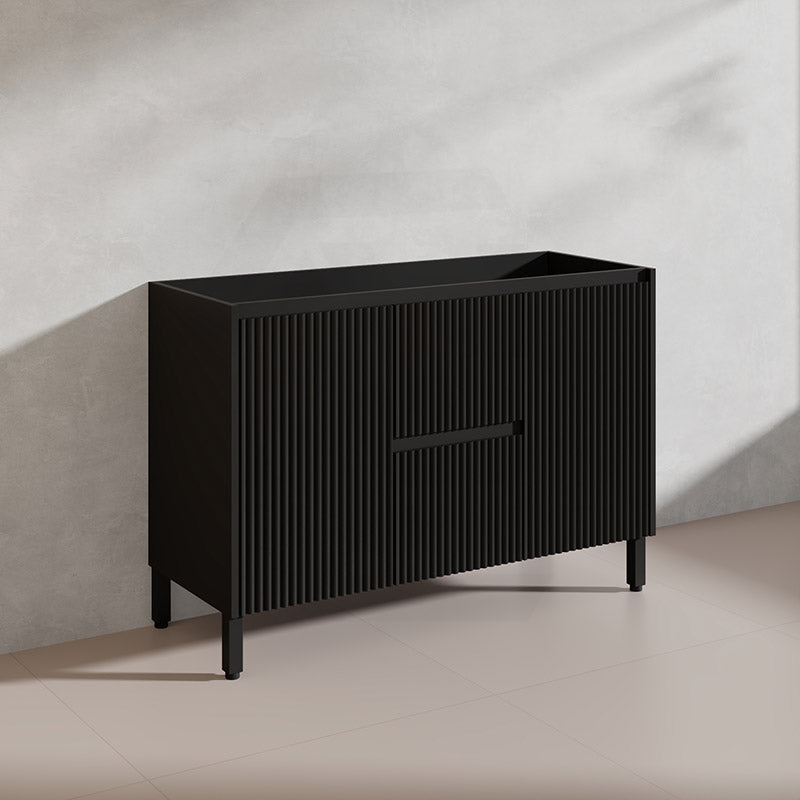 600/750/900/1200/1500mm Ceto Brighton Freestanding Vanity with Legs PVC Board Matt Black Linear Surface