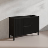 600/750/900/1200/1500mm Ceto Brighton Freestanding Vanity with Legs PVC Board Matt Black Linear Surface